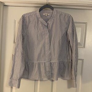 Madewell Navy and White Striped Blouse